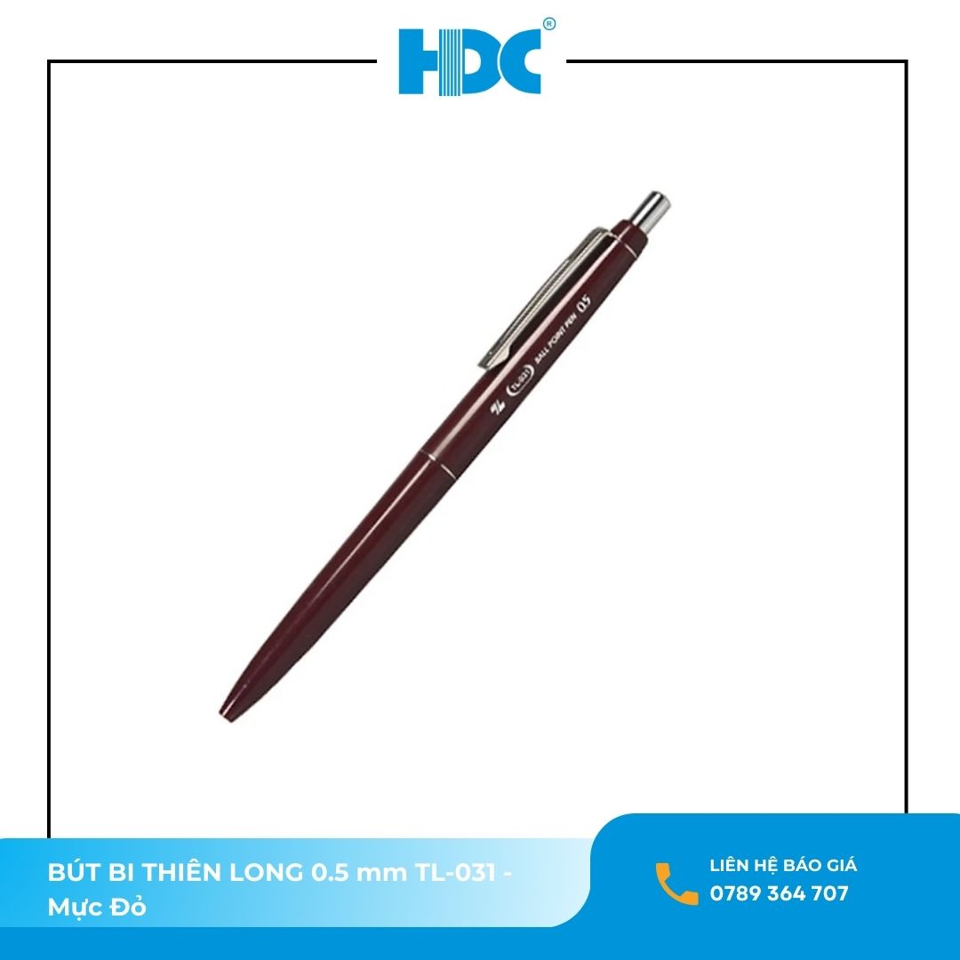 Bút Bi Thiên Long 0.5 mm TL-031 – Mực Đỏ – Văn Phòng Phẩm HDC